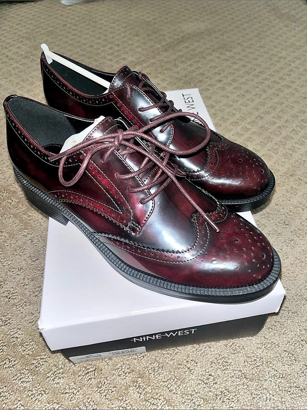 Nine West Studey3 Wingtip Oxford Shoes Burgundy US 9